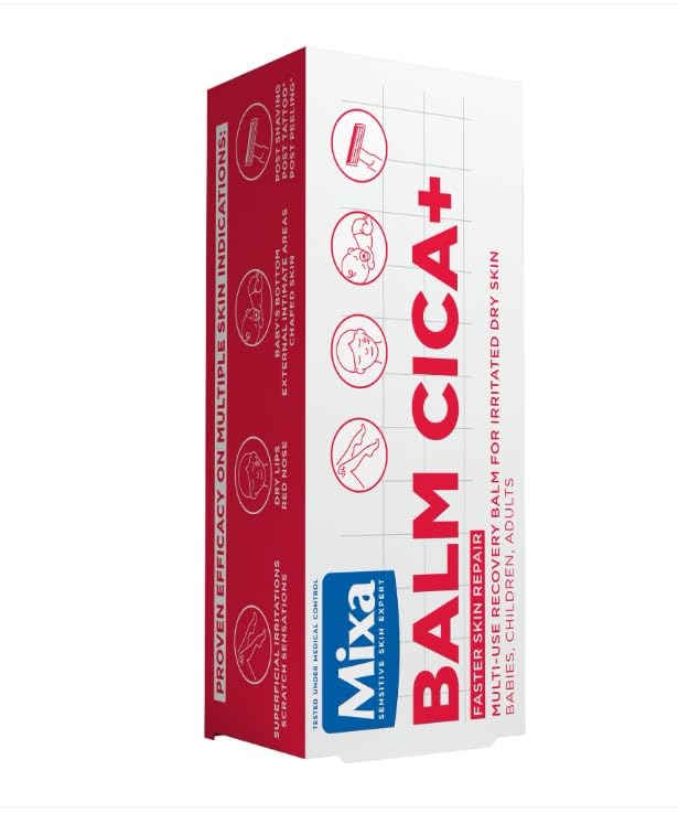 Mixa Cica Multi-Use Repair Balm - 50ml /1.69fl.oz./ Repairing Balm for Dry & Irritated Skin - 12% Glycerin, Panthenol & Squalane - Face, Body & Lips Beauty and Personal Care Mixa