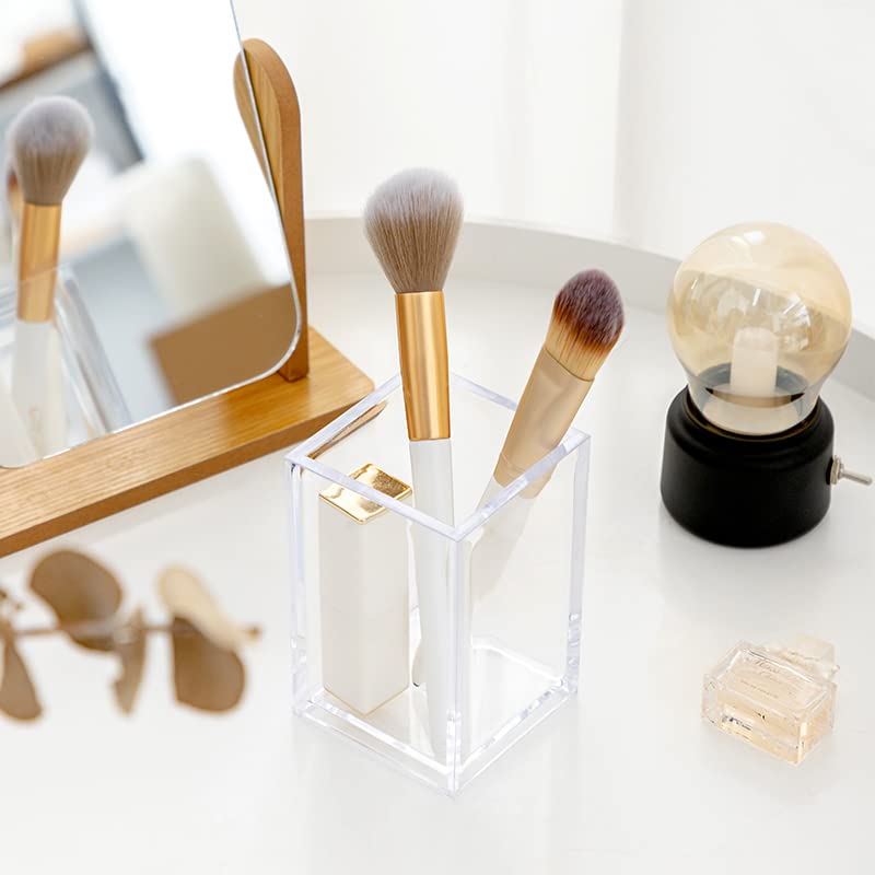 Newkita 3 Pack Clear Acrylic Cosmetic Pencil Pen Holder Cup, Clear Makeup Brush Holder, Desk Acrylic Brushes Storage Beauty and Personal Care Newkita