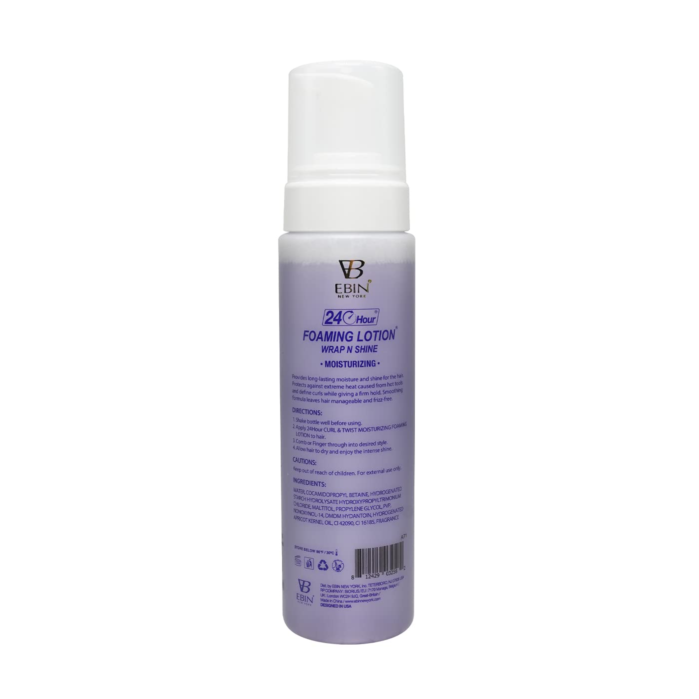 EBIN NEW YORK Curl & Twist Foaming Lotion Moisturizing - 8.5 oz/ 250ml | Moisturizing and Hydration, Smoothing with Natural High Shine, Defining Curls