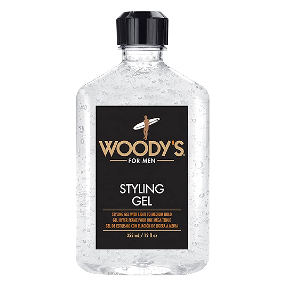 Woody's Styling Gel for Men - Alcohol-Free Men's Hair Gel with Light to Medium Hold, No Crunch, Touchable Finish, 12 fl oz