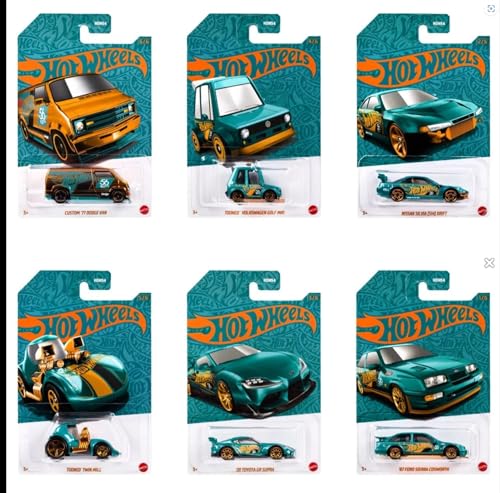 Hot Wheels 56th Anniversary Pearl & Chrome w/Chase Vehicle Case of 6 Cars Set