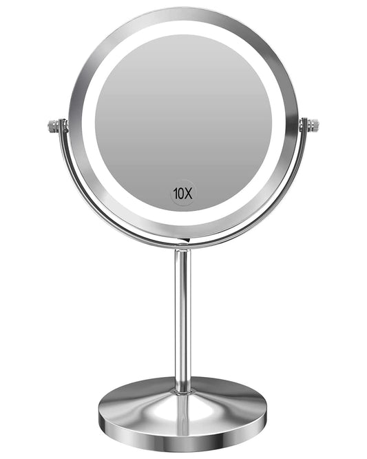 1X/10x Magnified Lighted Makeup Mirror Double Sided Round Magnifying Mirror Standing 360 Degree Swivel Vanity Mirror Battery Operated 7 Inch Diameter Beauty & Personal Care Gospire