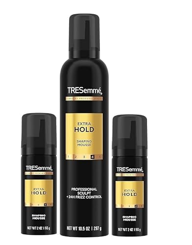 TRESemmé Extra Hold Volumizing Mousse Set - 24H Touchable Hold Hair Mousse for Volume & Sculpting - Includes Two Travel Size 2 oz Bottles + One Full