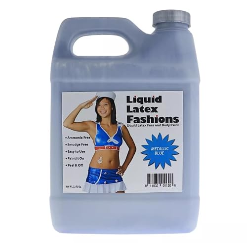 Metallic Blue 32 Oz - Body Paints for Adults and Kids, Creates Stitch, Sonic, Dory, Genie Face Paint & Cosplay, Shimmery Face Paint