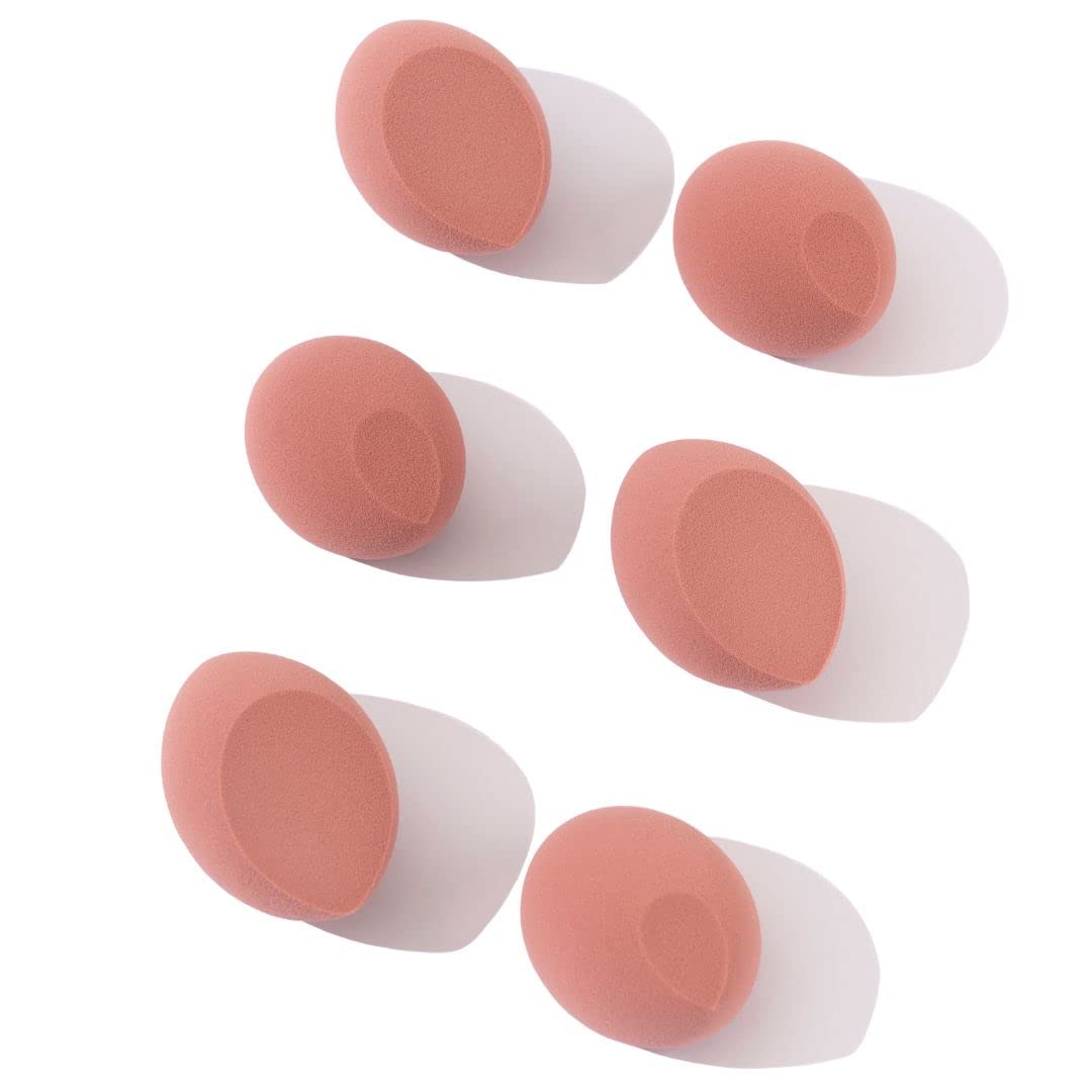 6 piece Rose Pink Makeup Sponge Set - Brush Bubble dual angled beauty sponge for blending liquid foundations, powders & creams, get a flawless blended