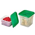 Cambro Food Storage Container with Lid (Microwave Safe and BPA-Free) - 2 Pack - Classic Series Square with Green Lid - 2 and 4 QT (Quart)…