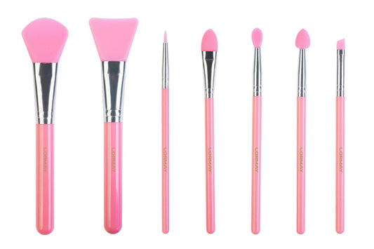 LORMAY 7 Pcs Silicone Brush Applicator Kit for UV Resin Epoxy Art Crafting and Cream Makeup Products (Pink)