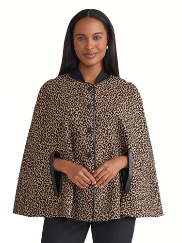 Kasper Women's Animal Print Snap-Front Cape