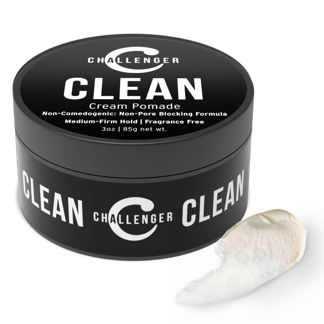 Challenger Fragrance Free Cream Pomade | Non-Comedogenic Styling Product | Unscented Hair Gel | Medium Firm Hold & Clean Ingredients | 3oz