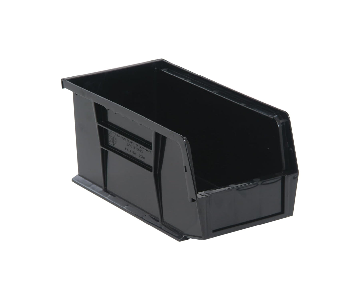 Quantum Storage Systems QUS230 Plastic Storage Stacking Ultra Bin, 10-Inch by 5-Inch by 5-Inch, Black Recycled, Case of 12, QUS230BR