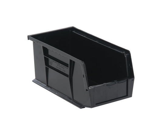 Quantum Storage Systems QUS230 Plastic Storage Stacking Ultra Bin, 10-Inch by 5-Inch by 5-Inch, Black Recycled, Case of 12, QUS230BR