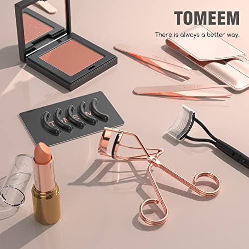 Eyelash Curler with Comb, Professional Volumizing Lash Lift Kit Lash Curler with Refill Pads for Home & Travel Uses, Rose Gold Beauty and Personal Care TOMEEM