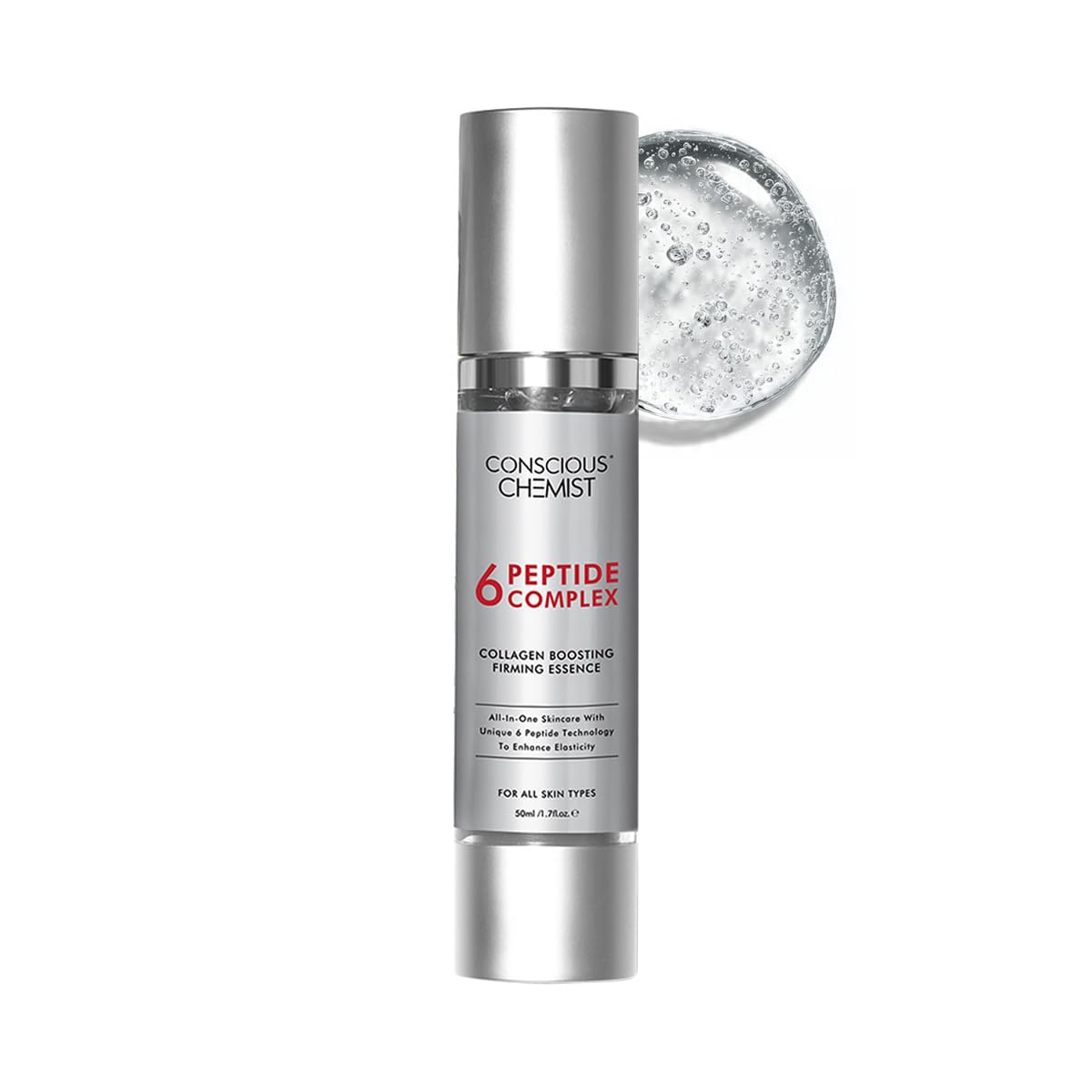 Conscious Chemist 6 Peptide Face Serum - Collagen-Boosting, Firming & Hydrating - With Niacinamide & Hyaluronic Acid - Anti-Aging Serum for Fine Lines