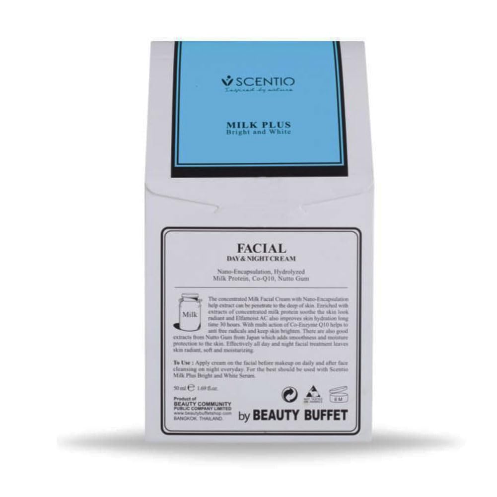 SCENTIO MILK PLUS FACIAL DAY & NIGHT CREAM (50 ML), 1.76 Ounce (Pack of 1)