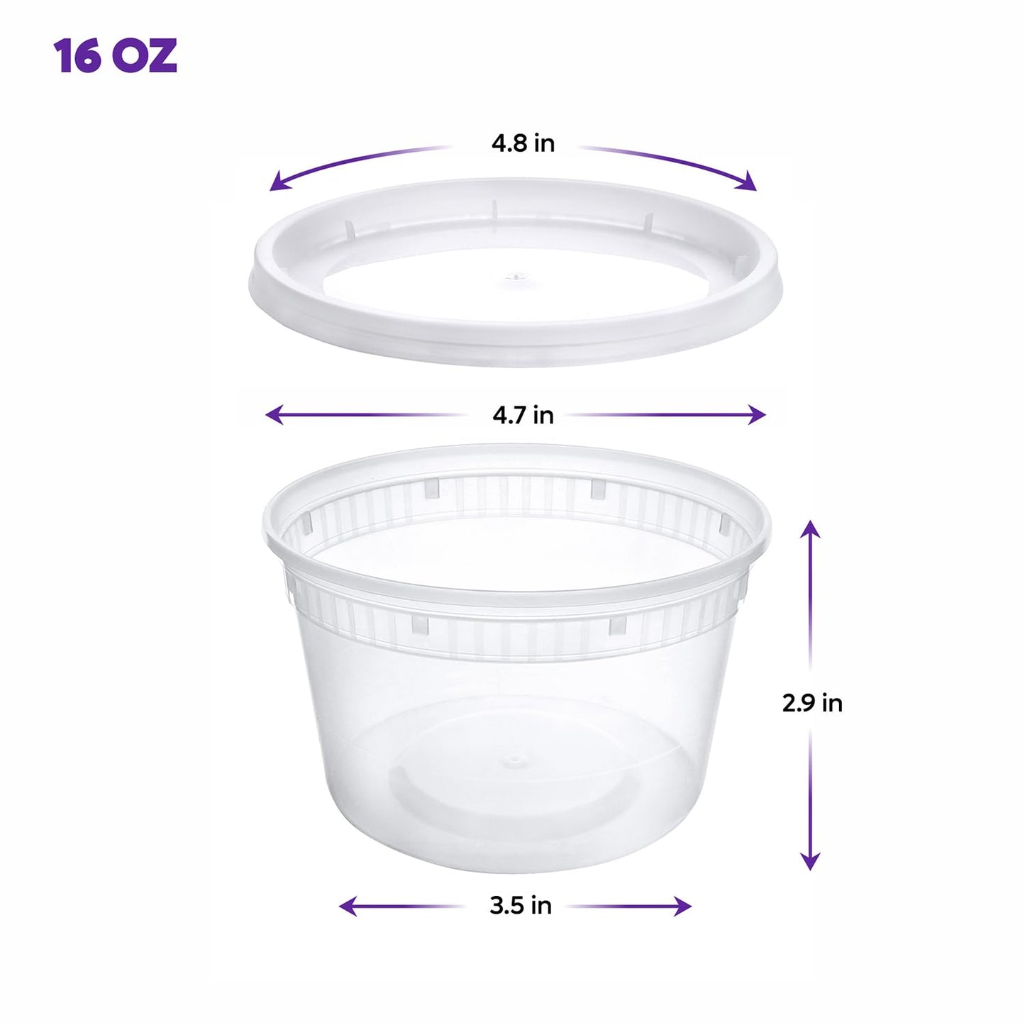 Pantry Value [16 oz. - 48 Count Plastic Food Storage Deli Containers with Lids, Disposable Containers With Lids - Perfect for Storing Soups, Sauces…