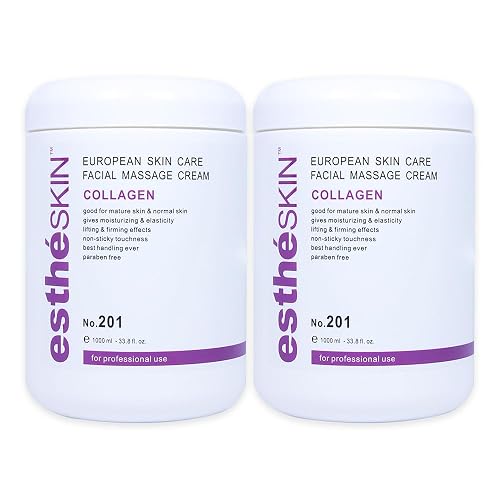 estheSKIN Facial Massage Cream for European Skin Care, 33.8 fl oz, 1000 ml (2 Pack, Collagen)