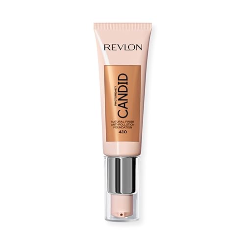 Revlon PhotoReady Candid Natural Finish Foundation, with Anti-Pollution, Antioxidant, Anti-Blue Light Ingredients, 410 Toast, 0.75 fl. oz.