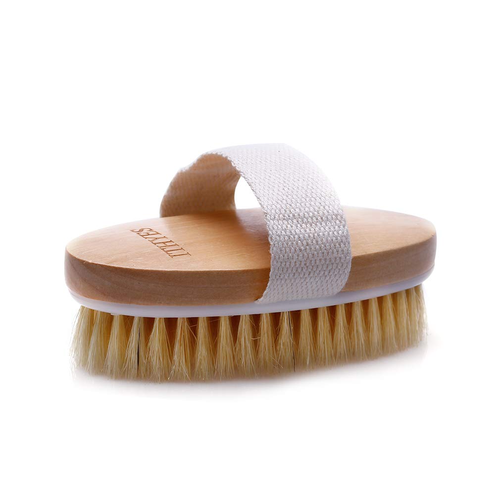 Ithyes Dry Brushing Body Brush Exfoliating Brush Natural Bristle Bath Brush for Remove Dead Skin Toxins Cellulite,Treatment,Improves Lymphatic