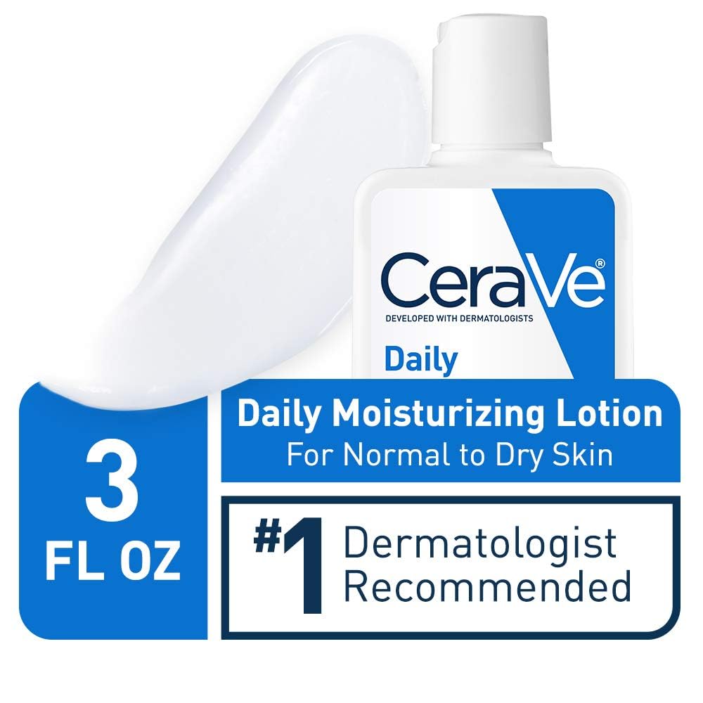 CeraVe Daily Moisturizing Lotion | 3 Ounce | Face & Body Lotion for Dry Skin with Hyaluronic Acid | Fragrance Free
