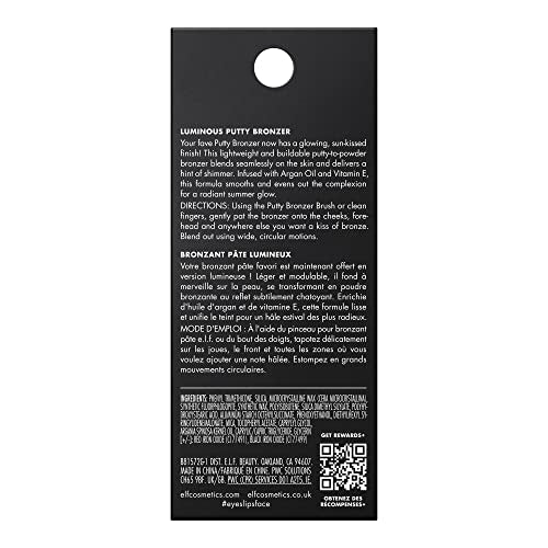e.l.f. Luminous Putty Bronzer, Lightweight Putty-to-Powder Bronzer For A Radiant, Glowing Finish, Highly Pigmented, Vegan & Cruelty-Free, Get Glowing