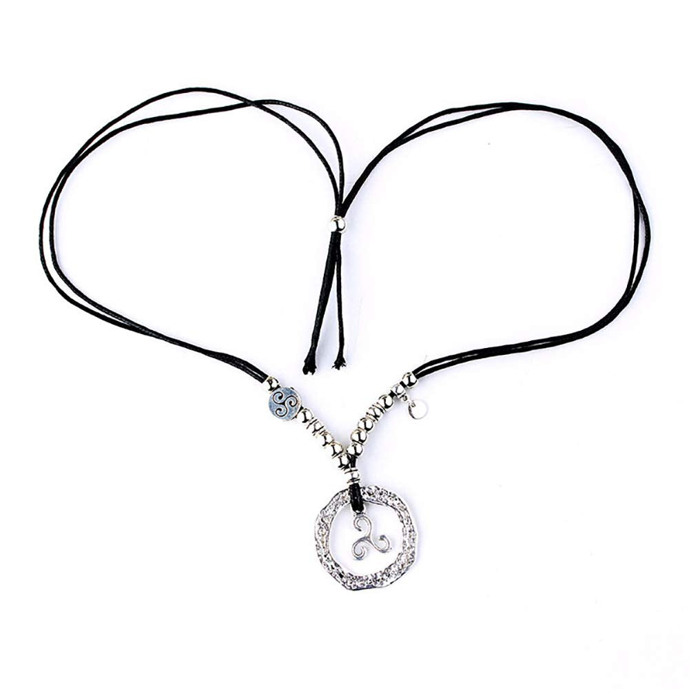 DoubleNine Boho Ethnic Choker Necklace Retro Infinite Coin Adjustable Choker Charm Simple Layering Cord Everyday Accessories for Women Girls (black)