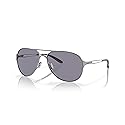 Oakley Women's OO4054 Caveat Aviator Sunglasses, Polished Chrome/Grey, 60 mm