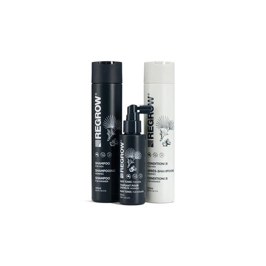 Regrow Hair Regrowth Treatment For Men. Full Set Shampoo, Conditioner & Hair Tonic, For Thicker Fuller Hair, With Caffeine Biotin & Niacinamide
