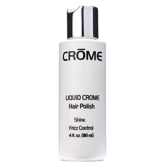 CROME Liquid Hair Polish Serum 4 oz for Taming and Styling Frizzy Curly Hair - Alcohol Free Moisturizer with Heat and Humidity Protection - Adds Shine