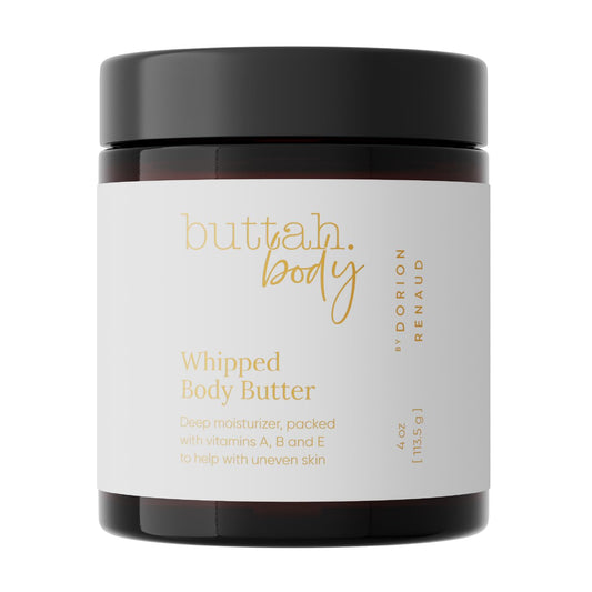 Buttah Skin by Dorion Renaud Whipped Body Butter 4oz - 100% All Natural & Organic (Hard in Jar) Pure Whipped Virgin Raw African Shea Butter