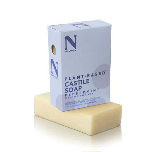 Dr. Natural Castile Bar Soap - Multipurpose Soap Bar with Anti-Acne Properties - For Face, Body, Hair - Sensitive Skin Body Wash - Peppermint - 5 oz..