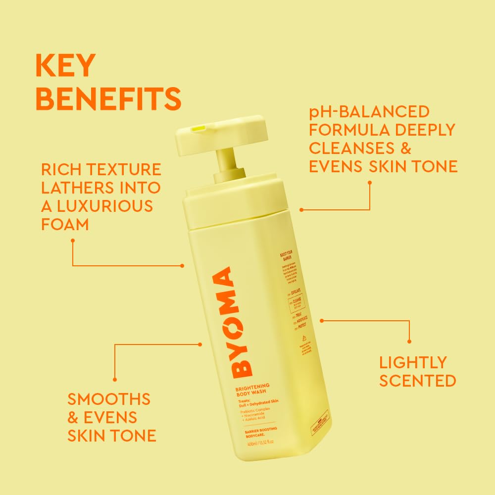 BYOMA Brightening Body Wash - Creamy Formula with Niacinamide & Azelaic Acid for Dull, Dehydrated Skin - Brightens & Evens Tone - Skin Barrier Repair Beauty and Personal Care BYOMA