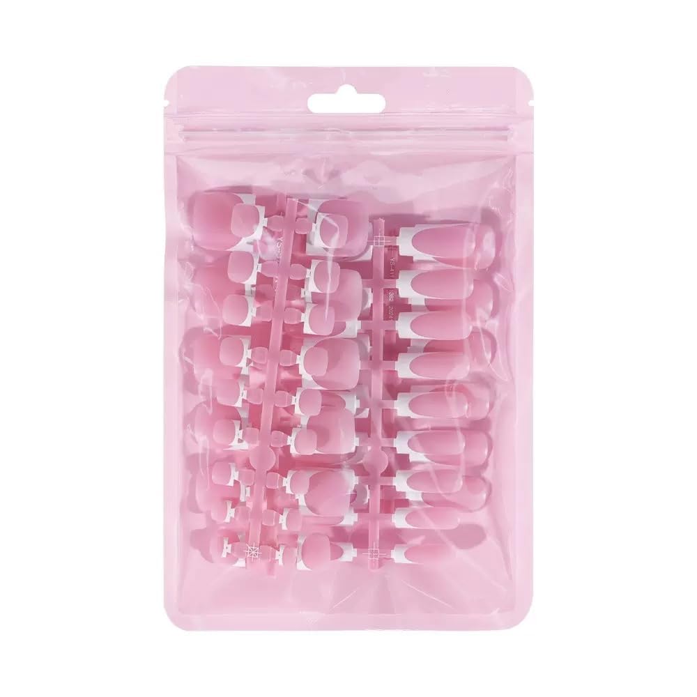 NHIXK 60Pcs Medium Press on Nails & White French Tip Press on Toenails, Square Fake Nais Full Cover Stick on False Nails for Women Beauty and Personal Care NHIXK