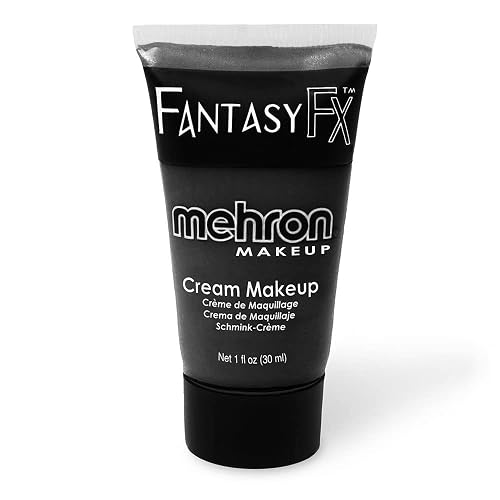 Mehron Makeup Fantasy FX Cream Makeup | Water Based | Halloween | Black Face & Body Paint For Adults 1 fl oz (30ml) (Black) | Made in the USA
