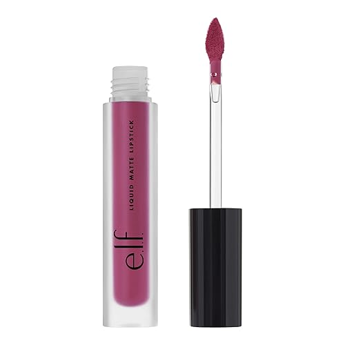 e.l.f. Liquid Matte Lipstick, Long Lasting, Quick-Drying, Smudge-Proof, Nourishes, Conditions, Moisturizes, Enriched with Vitamin E, Mauvelous, 0.1 Oz
