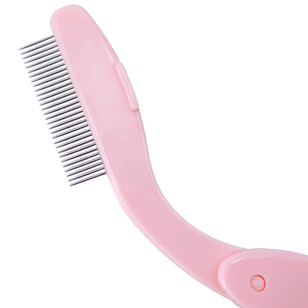 G2PLUS 4PCS Folding Eyelash Comb, Eyebrow Comb Metal Teeth, Eyelash Separator Comb, Eyelash Brush and Comb, Professional Tool for Define Lash & Brow