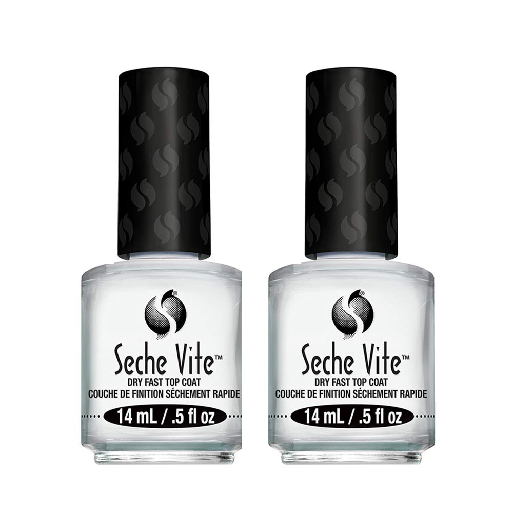 Seche Vite Dry Fast Top Coat for Nail Polish and Manicure, 0.5 oz, 2-pack
