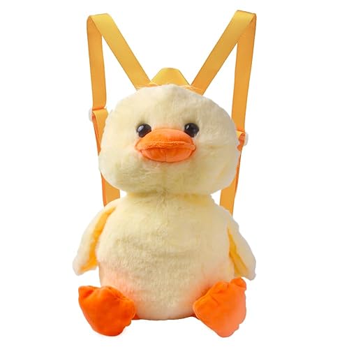 Ximimark 1 pc Cute Mini Little Yellow Duck Design Backpack, Chain Adjustable Strap Cartoon Fluffy Novelty Bag