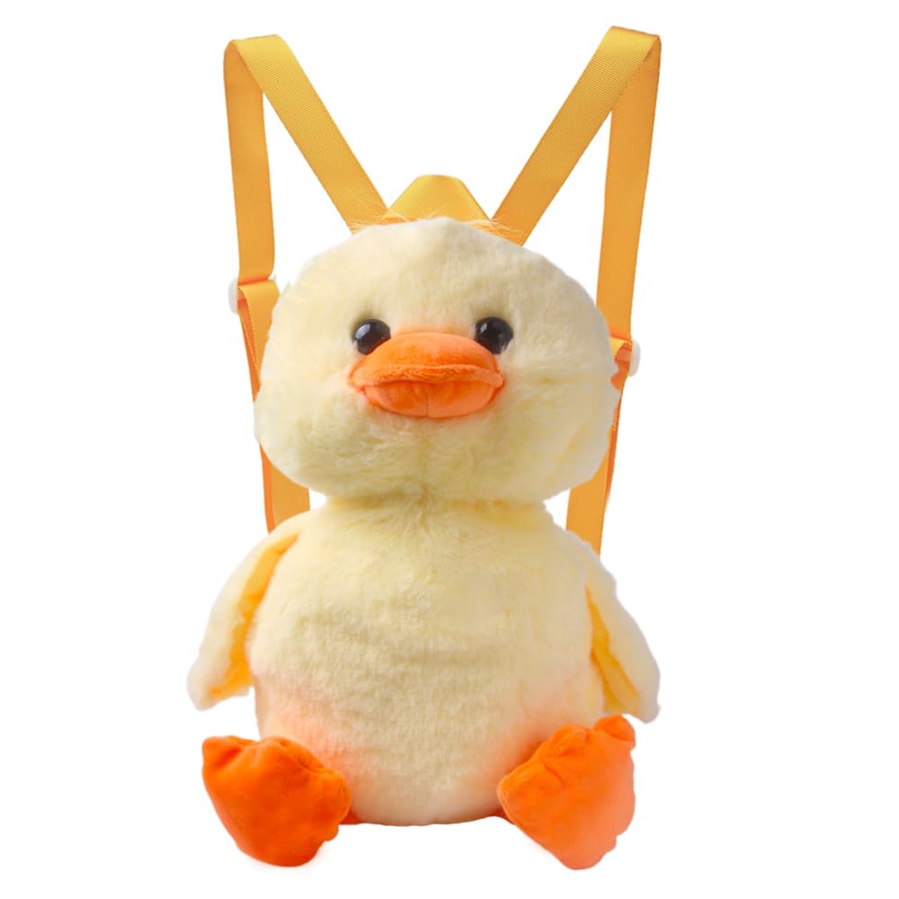 Ximimark 1 pc Cute Mini Little Yellow Duck Design Backpack, Chain Adjustable Strap Cartoon Fluffy Novelty Bag