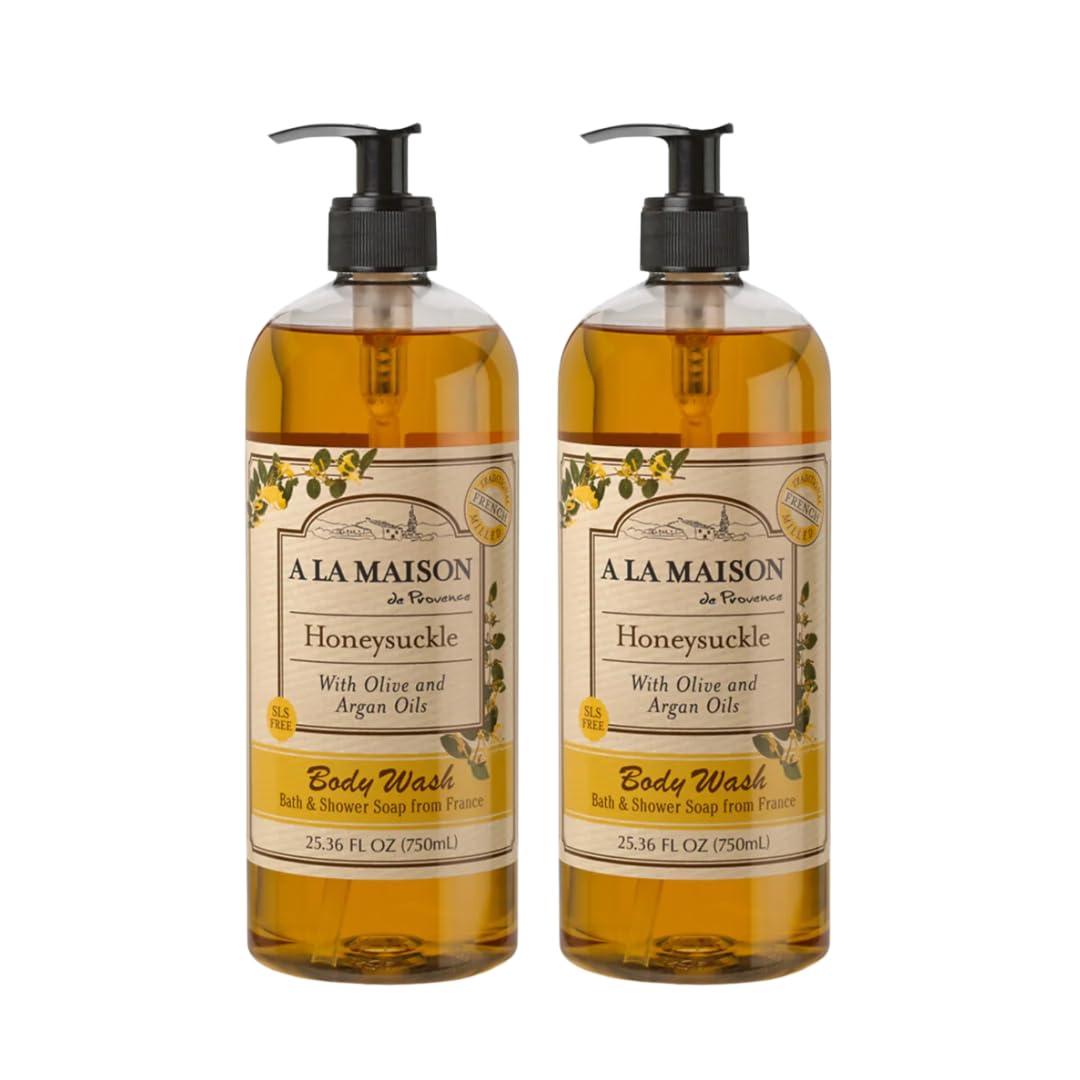 A LA MAISON Hydrating Body Wash Honeysuckle, Uses: Body, Essential Oils, Plant Based, Vegan, Cruelty-Free, Alcohol & Paraben Free (25.36 oz, 2 Pack)