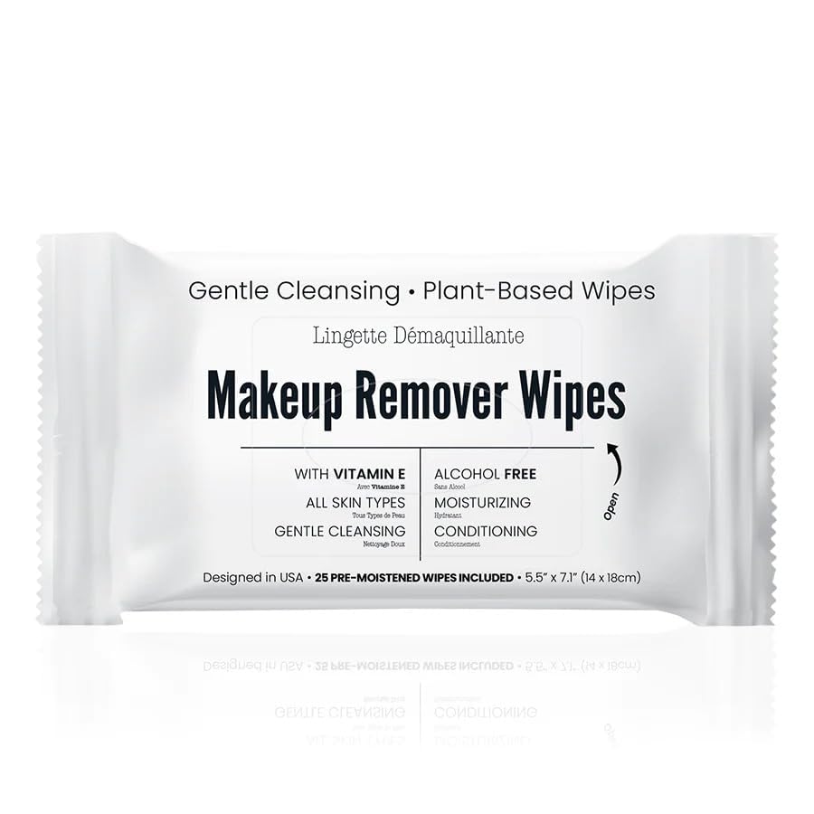 World Amenities Makeup Remover Wipes - Alcohol Free - Vitamin E Face Wipes for Sensitive Skin Comfort - Travel Friendly Facial Cleansing Wipes - 25 Beauty and Personal Care World Amenities Default Title