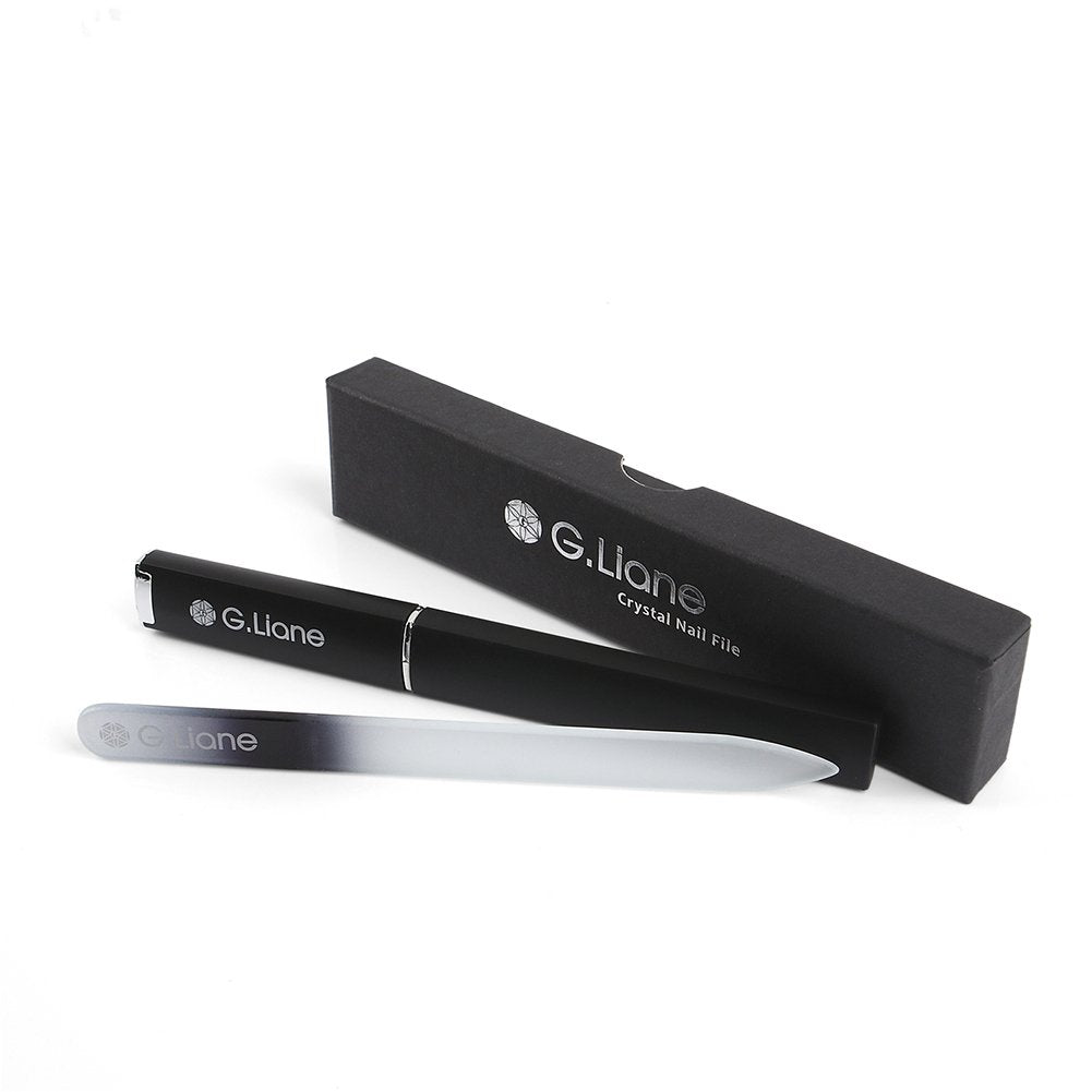 G.Liane Crystal Nail File-Professional Double Sided Glass Fingernail Files with Case,Manicure for Natural Acrylic Gels Nails,Manicure Tools for Home