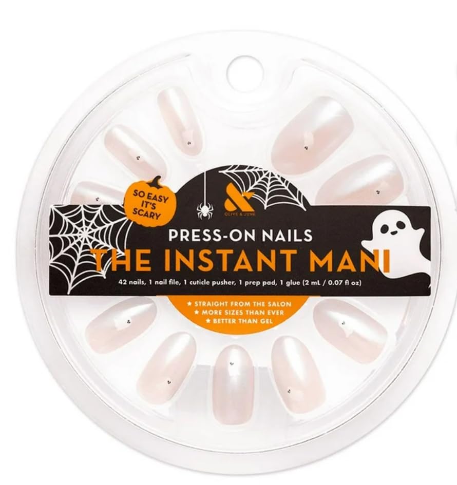 Olive & June Instant Mani Medium Oval Press-On Nails, Iridescent Ghosts, 42 Pieces Beauty & Personal Care Olive & June