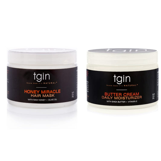 tgin Butter Cream Daily Moisturizer and Honey Miracle Hair Mask Duo for Curly, Coily and Wavy Hair, Rich Moisture and Deep Conditioning for Dry Hair