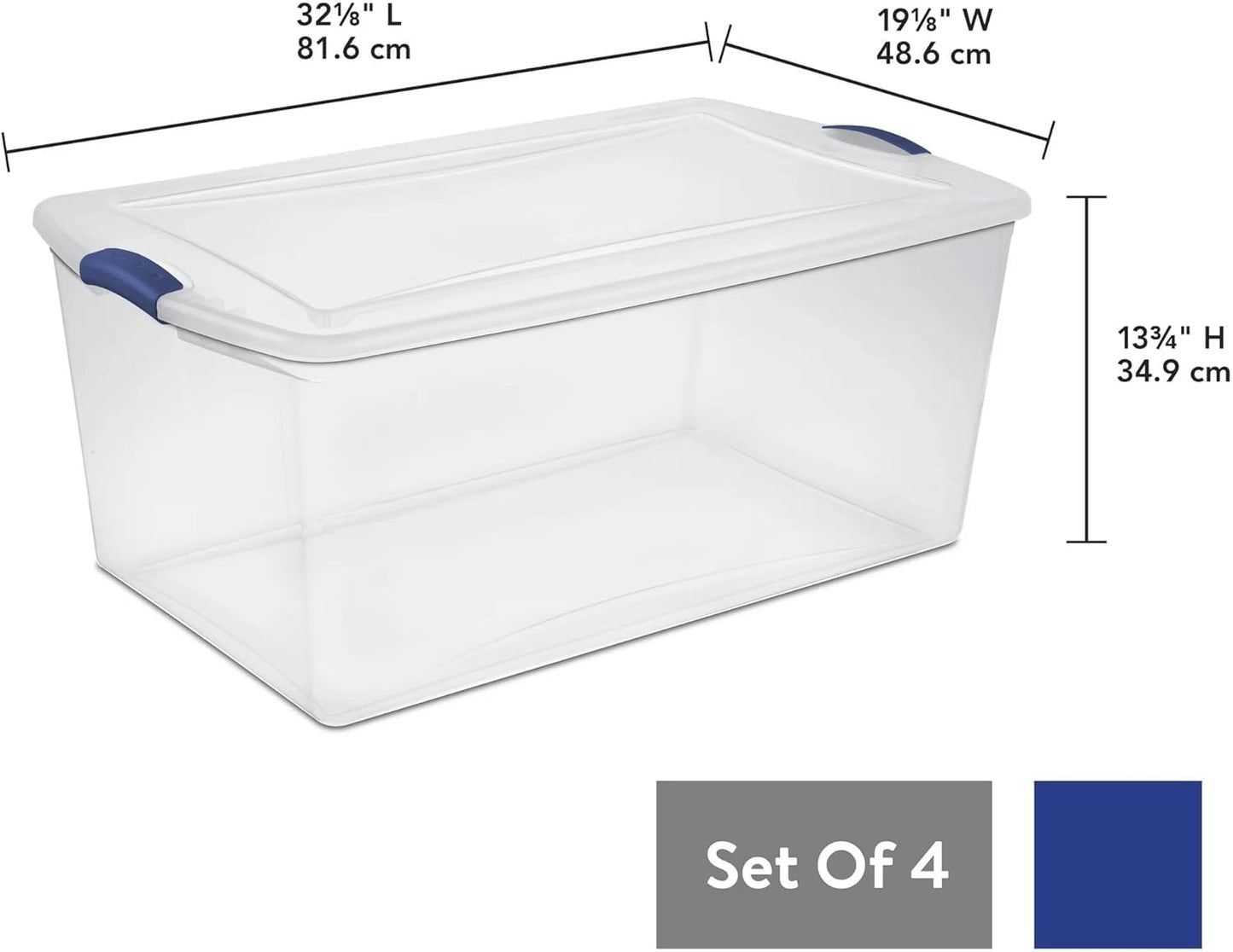 UlovelyM 105 Qt. Latch Box Plastic Storage Bin Tote Organizing Container With Durable Lid, Stackable and Nestable Snap Lid Plastic Storage Bin, 1…