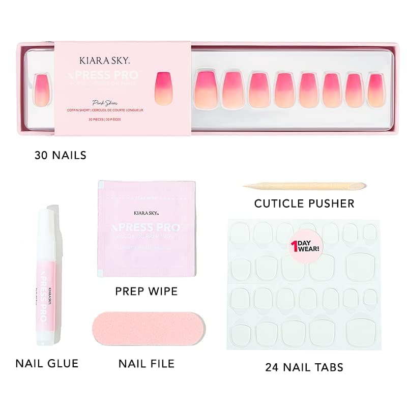 KIARA SKY PROFESSIONAL NAILS XPRESS PRO 100% ACRYLIC PRESS ON NAILS (Pink Skies) Beauty & Personal Care KIARA SKY