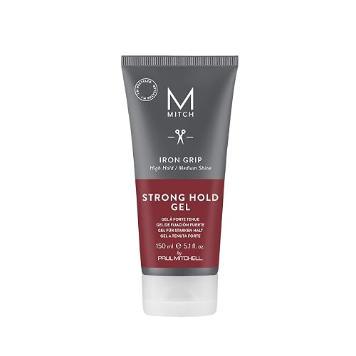 MITCH by Paul Mitchell Iron Grip Strong Hold Gel, High Hold, Medium Shine, For All Hair Types + Textures, 5.1 fl. oz