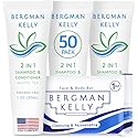 BERGMAN KELLY Rectangle Soap Bars, 2in1 Shampoo & Conditioner 2-Piece Set (White Tea, 1 oz each, 100 pc), Delight Your Guests with Revitalizing