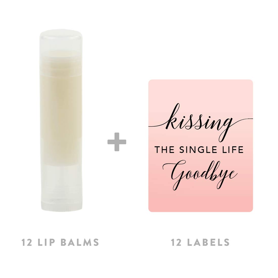 Andaz Press Blush Pink Rose Elegant Bridal Shower Engagement Party, Lip Balm Chapstick Favors, Kissing The Single Life Goodbye, 12-Pack, Bridal Shower