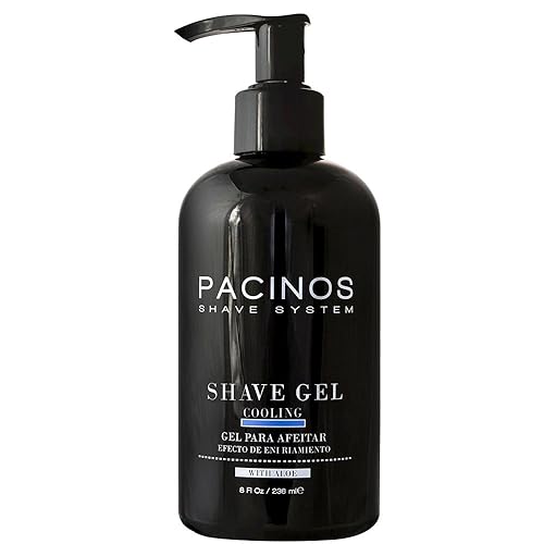 Pacinos Shave Gel - Cooling Gel with Aloe Vera - Moisturizing Mens Shaving Gel - 8 Fl. Oz