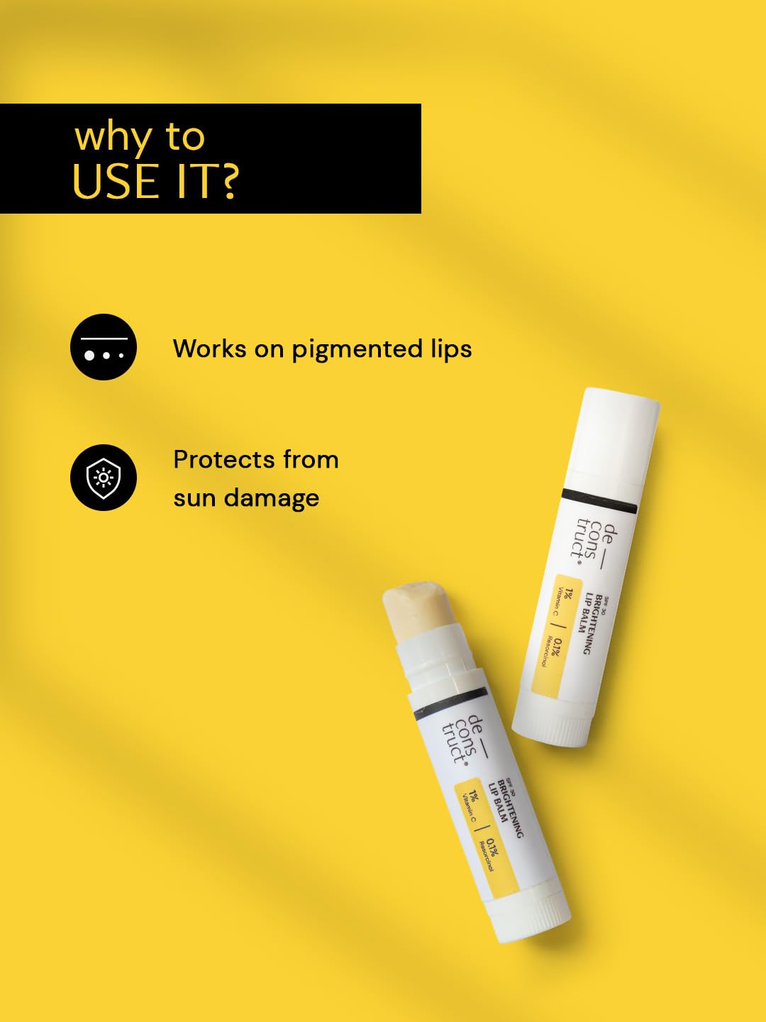 Deconstruct Brightening Lip Balm with SPF 30 - For Dark, Pigmented, Dry, Flaky Lip - SPF 30 for Sun Damage and Discoloration - Lip Balm for Glossy Beauty and Personal Care De - cons truct